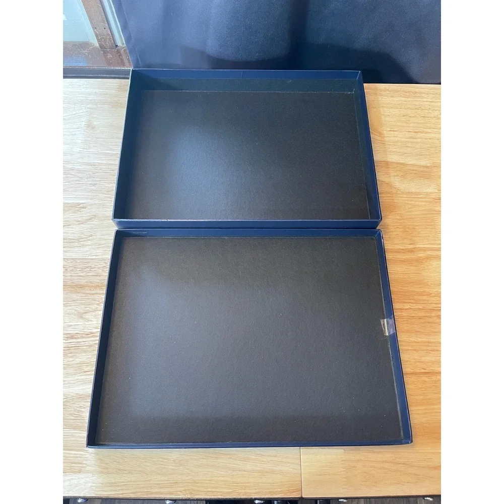 Ralph Lauren Navy Blue Gold Lettering Large Gift‎ Box 12.5x9.5x1.5 Empty Storage